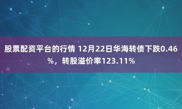股票配资平台的行情 12月22日华海转债下跌0.46%，转股溢价率123.11%